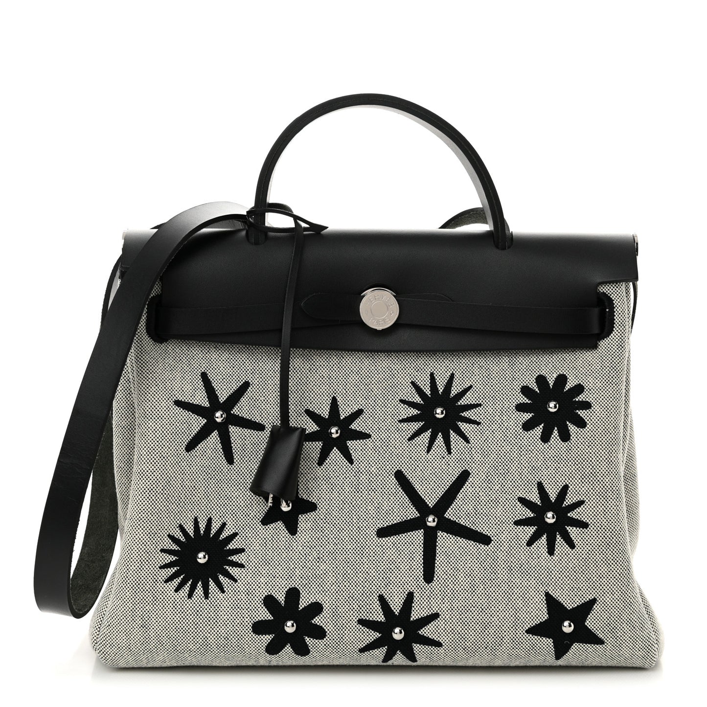 H Plume Canvas Vache Hunter Circuit Rider Hobnailed Herbag Zip Retourne 31 PM Black Ecru