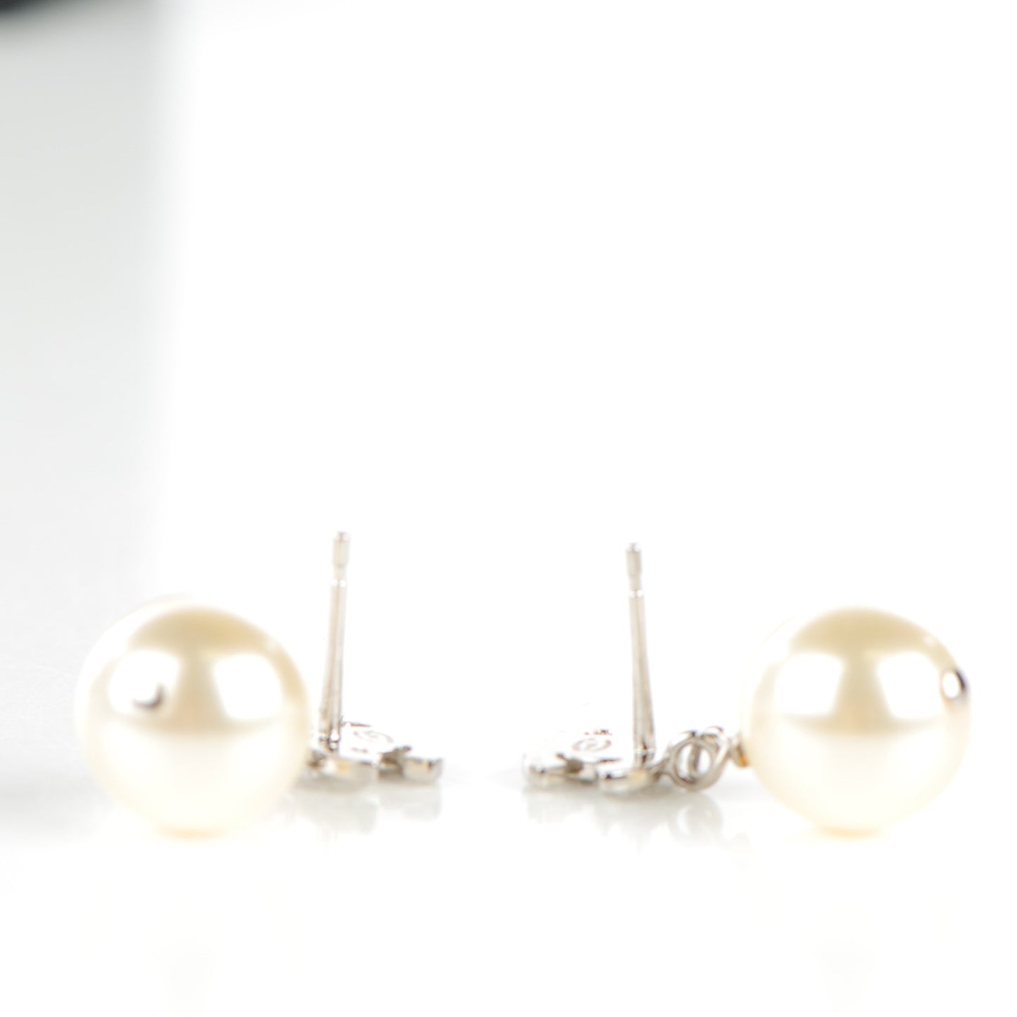 Crystal Pearl CC Drop Earrings Silver