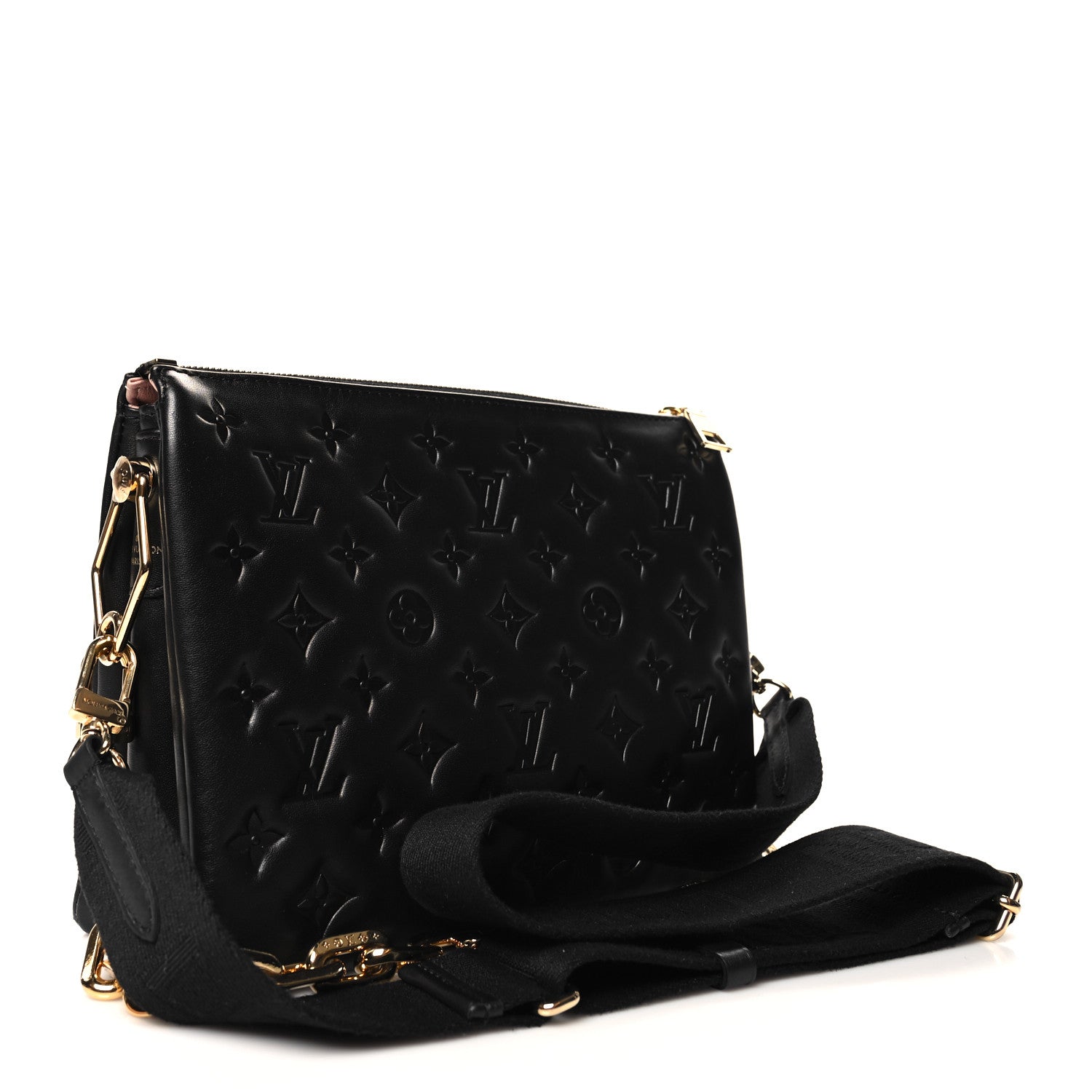 Louis Vuitton Lambskin Embossed Monogram Coussin PM Black 3 of 12