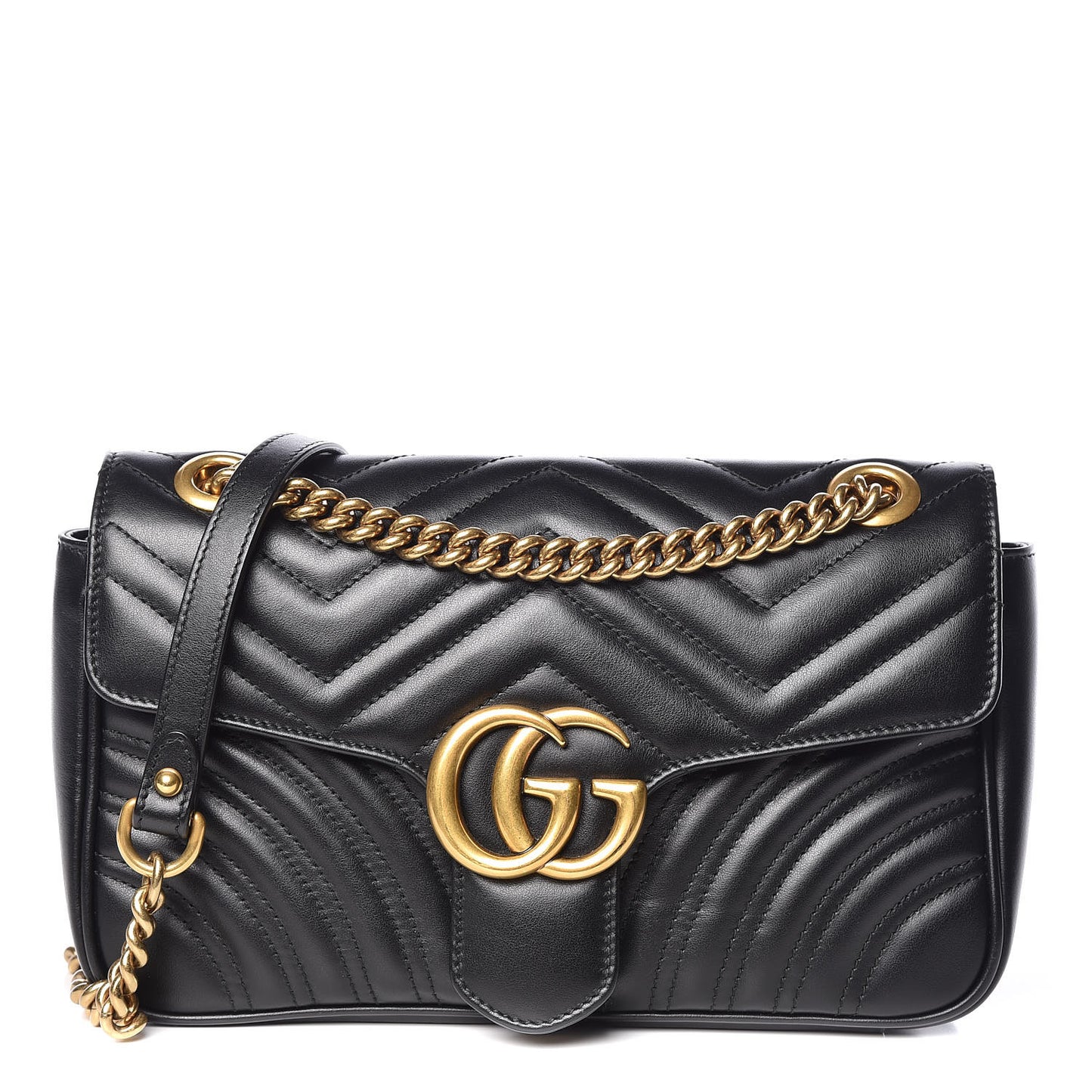 Calfskin Matelasse Small GG Marmont Shoulder Bag Black