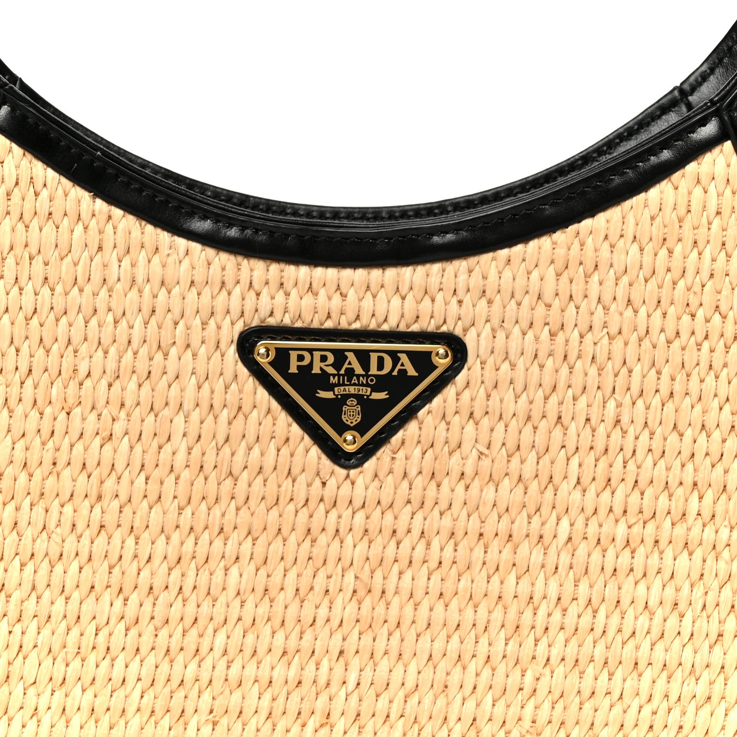 Prada Paglia Spazzolato Shoulder Bag Naturale Black 8 of 10