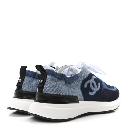 Chanel Denim Suede Calfskin Womens CC Sneakers 39 Dark Blue 5 of 9