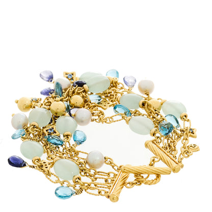 David Yurman 18K Yellow Gold Multi Gemstone 5 Strand Bracelet 2 of 3