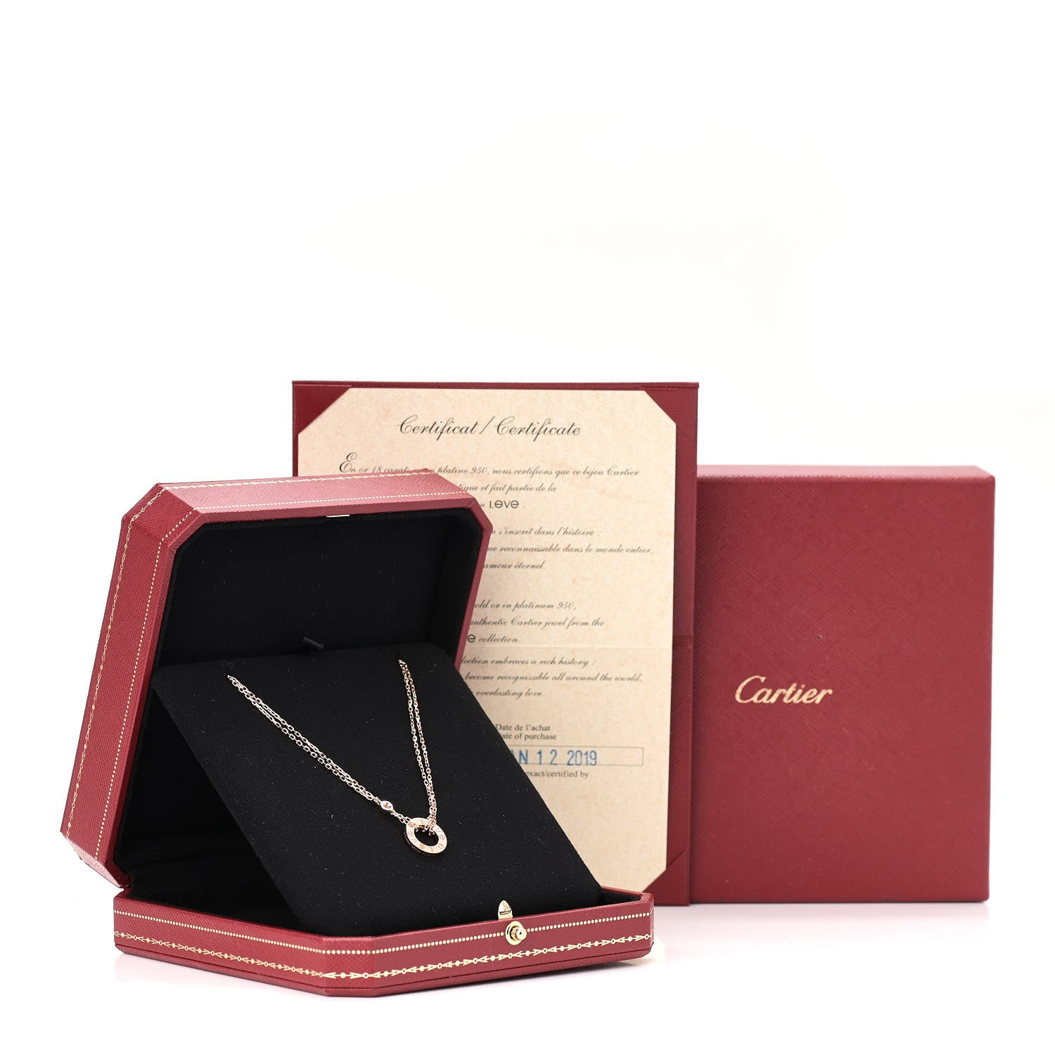 Cartier 18K Pink Gold 2 Diamond LOVE Necklace 6 of 6