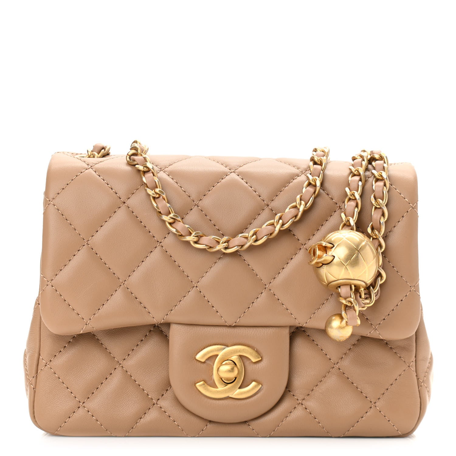 Chanel Lambskin Quilted Mini Pearl Crush Flap Dark Beige 1 of 11