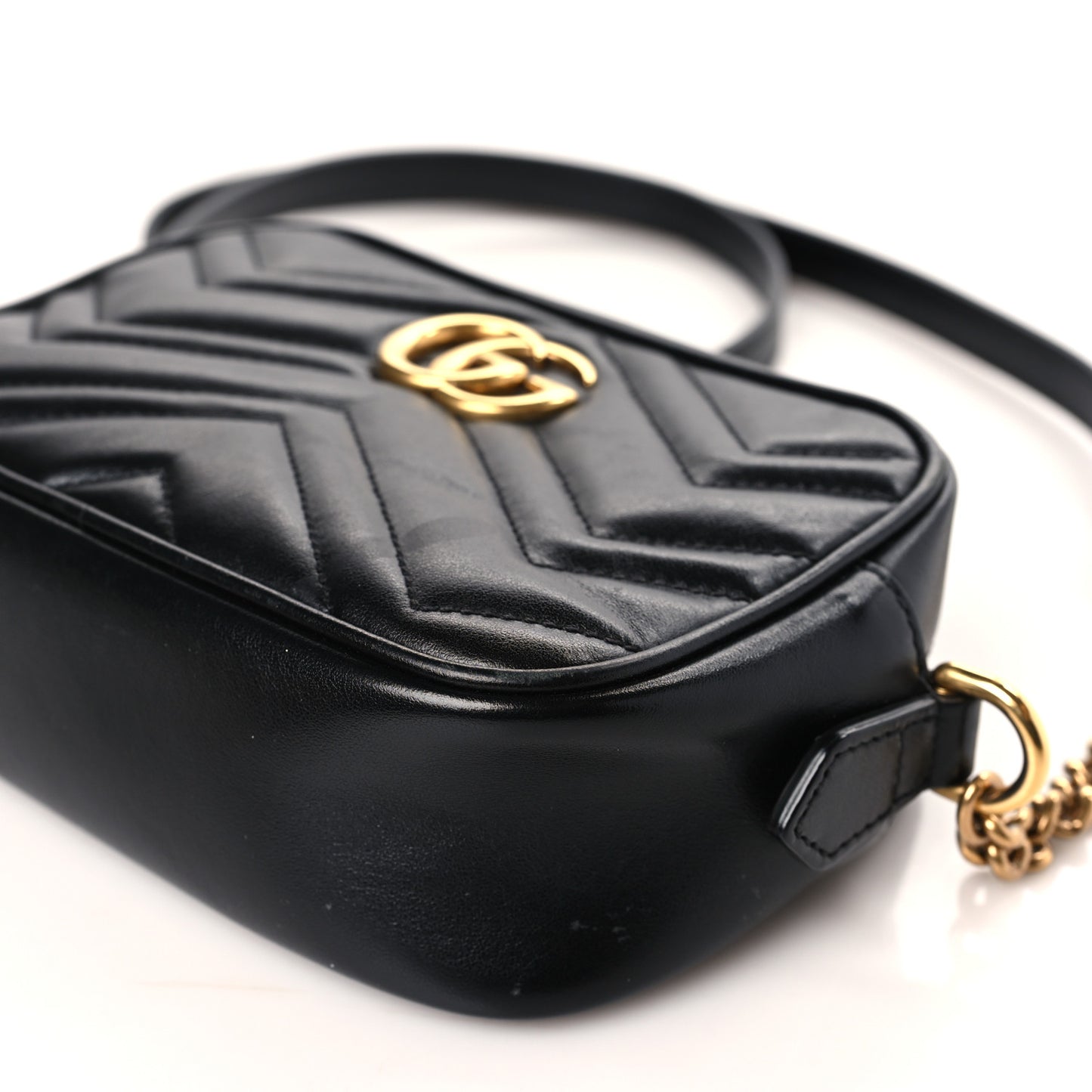 Calfskin Matelasse Mini GG Marmont Chain Shoulder Bag Black