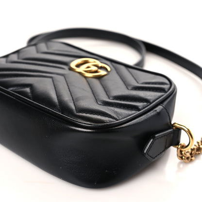 Gucci Calfskin Matelasse Mini GG Marmont Chain Shoulder Bag Black 9 of 9