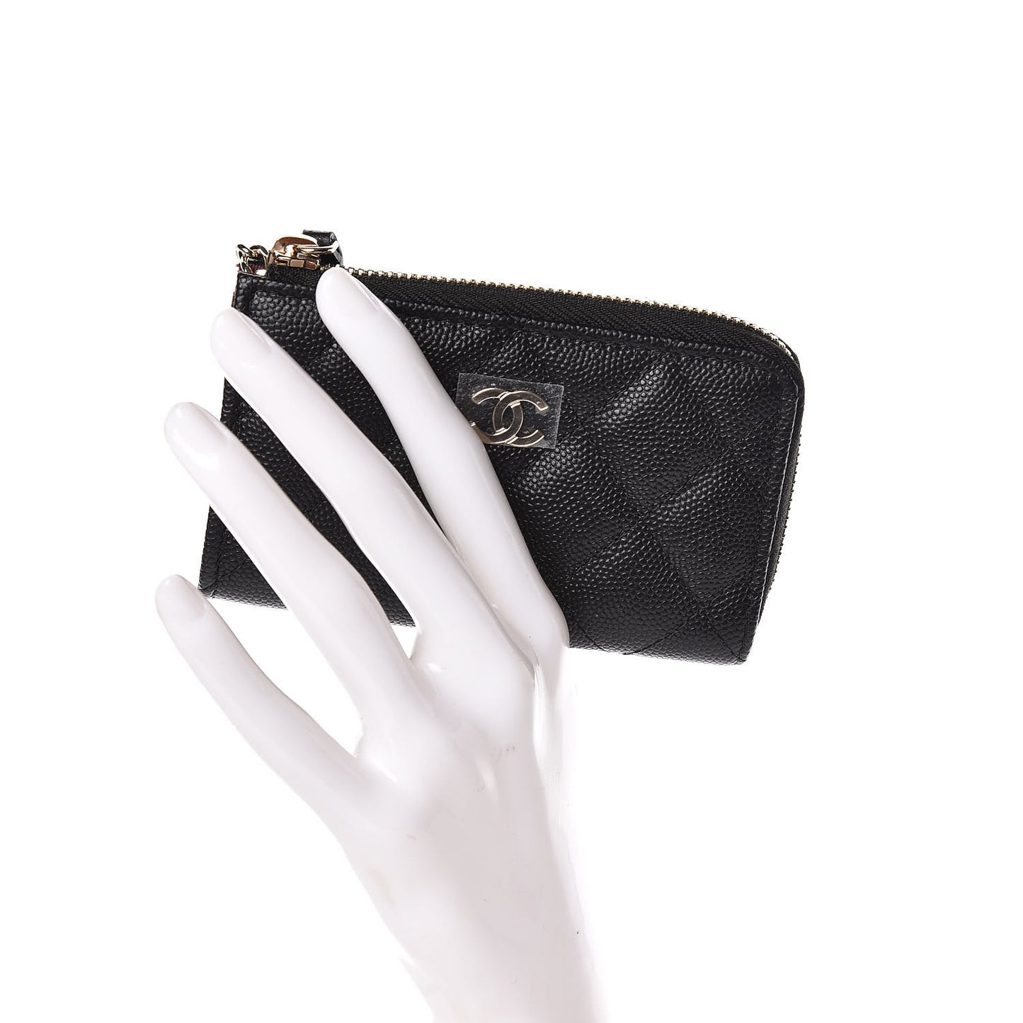 Caviar Quilted Key Holder Case Black