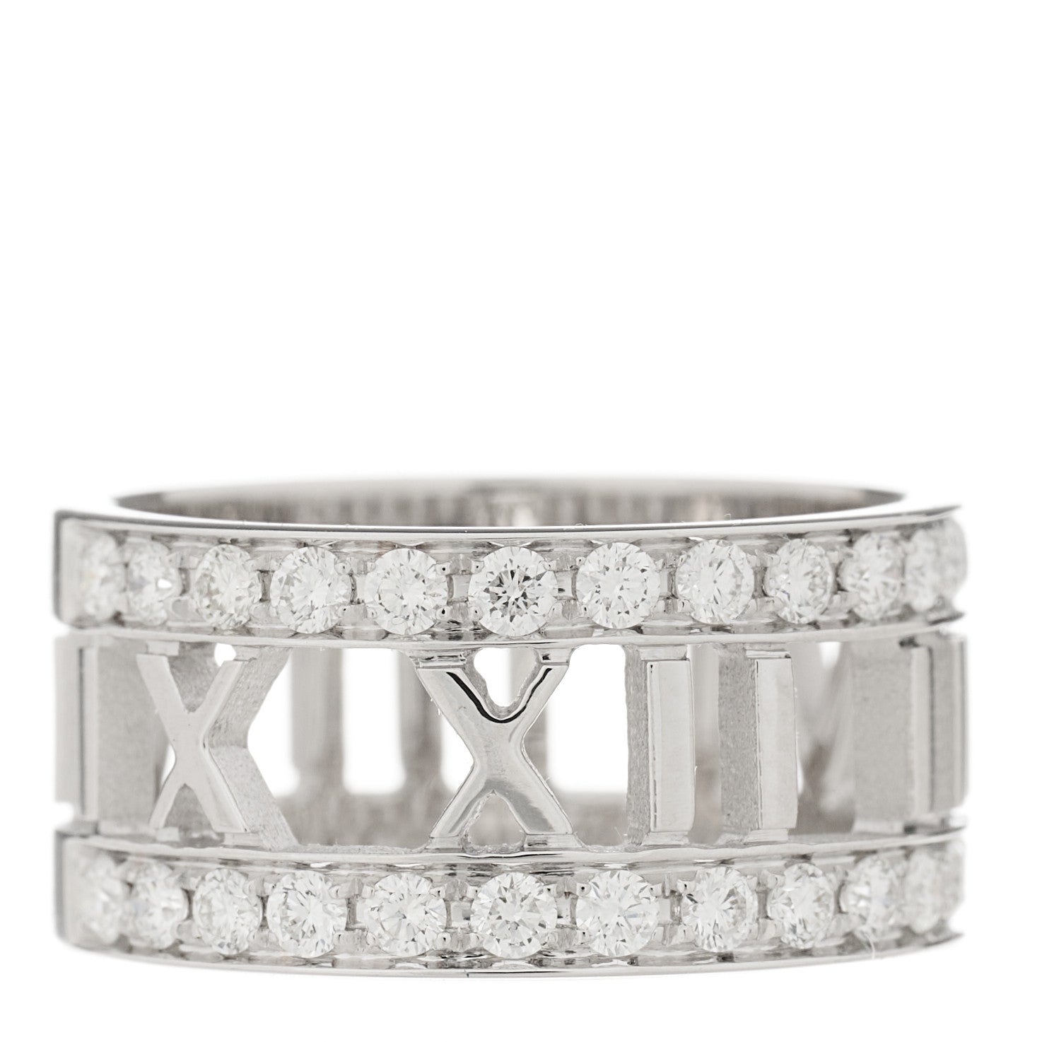 Tiffany 18K White Gold Diamond Wide Atlas Open Ring 47 4 1 of 5