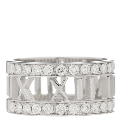 Tiffany 18K White Gold Diamond Wide Atlas Open Ring 47 4 1 of 5