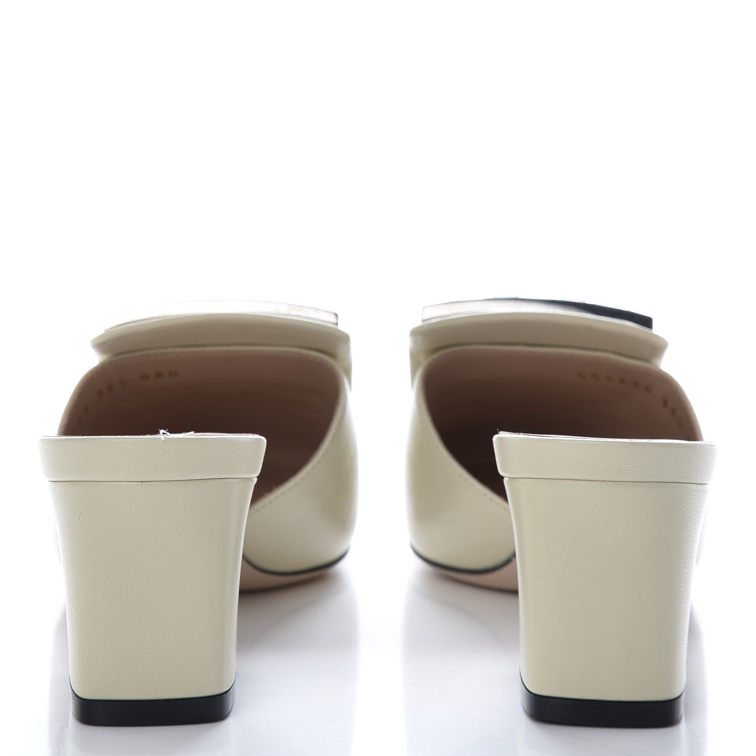 Gucci Malaga Kid Crystal Square G Madelyn Mules 35.5 Vintage White 6 of 9