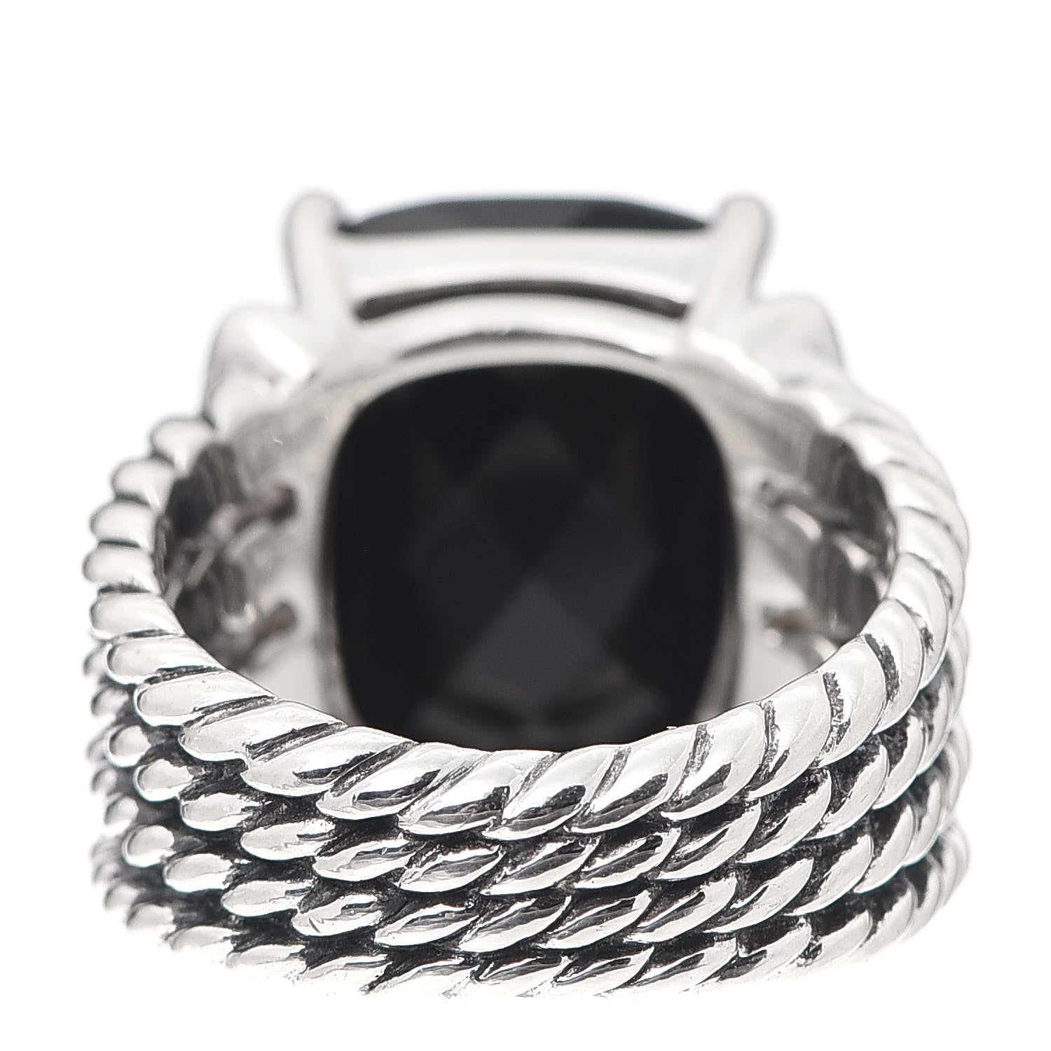 David Yurman Sterling Silver Diamond Black Onyx 16mm Wheaton Ring 51 5.75 4 of 5
