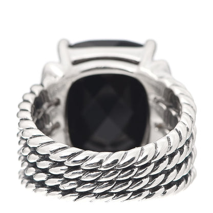 David Yurman Sterling Silver Diamond Black Onyx 16mm Wheaton Ring 51 5.75 4 of 5