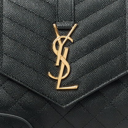 Saint Laurent Grain De Poudre Textured Mixed Matelasse Triquilt Monogram Clutch Black 8 of 10