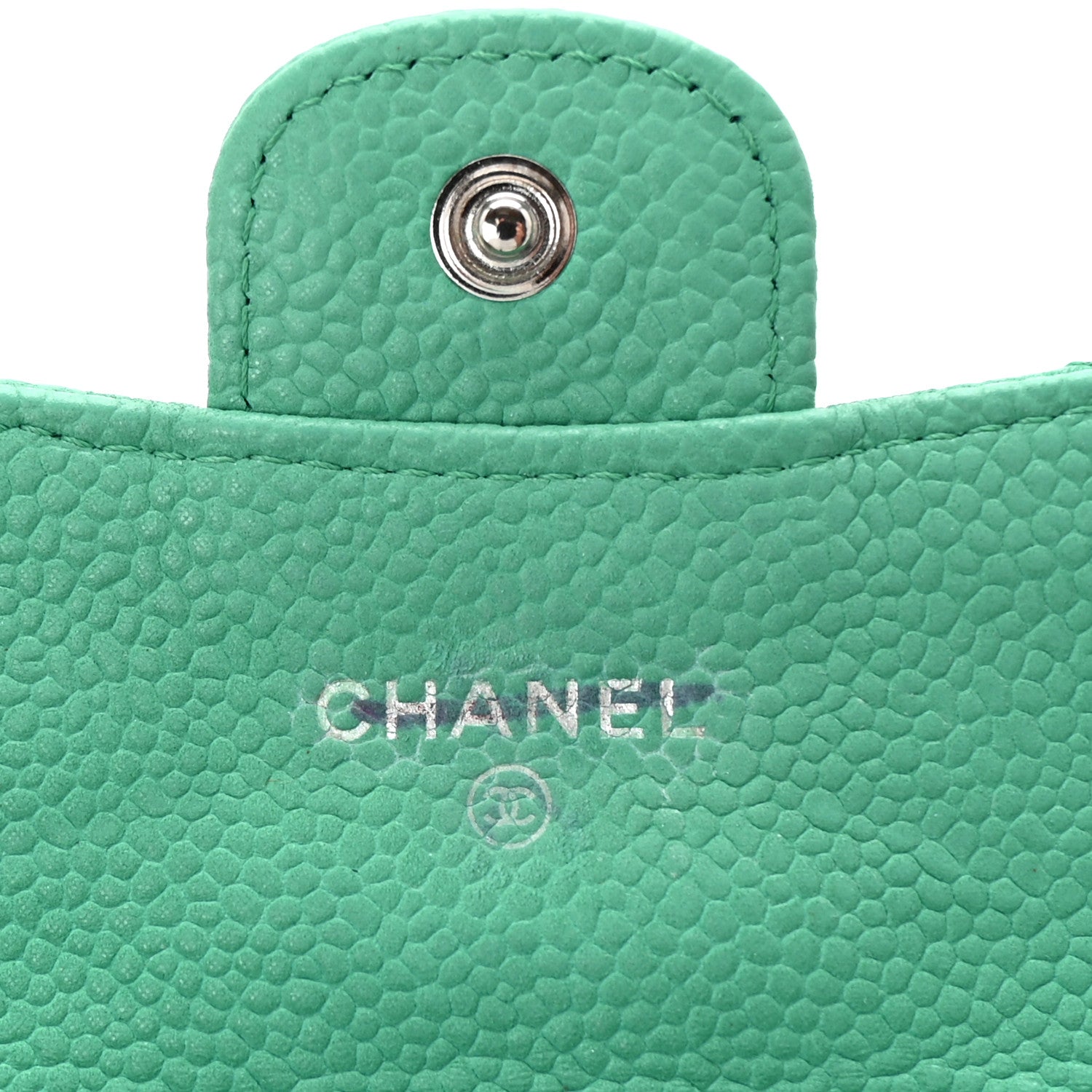 Chanel Iridescent Caviar Quilted Flap Zip Card Holder Green 6 of 9