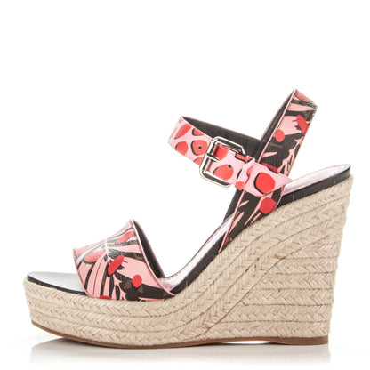 Louis Vuitton Monogram Jungle Dots Espadrille Wedge Sandal 38 Sugar Pink Poppy 1 of 6