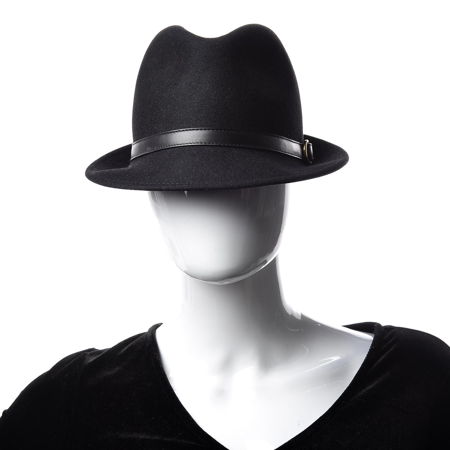 Felt Horsebit Fedora Hat L Black