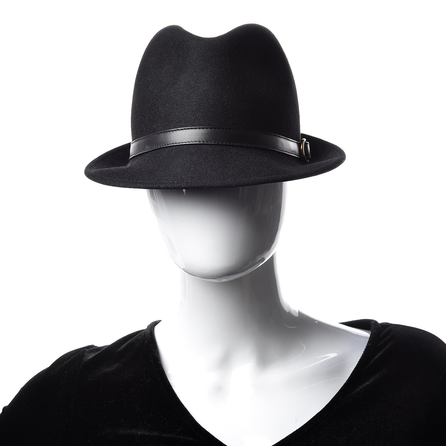 Gucci Felt Horsebit Fedora Hat L Black 2 of 6