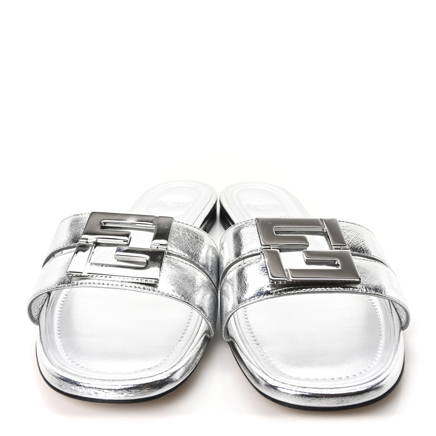 Nappa Laminata FFold Flat Slide Sandals 40.5 Argento