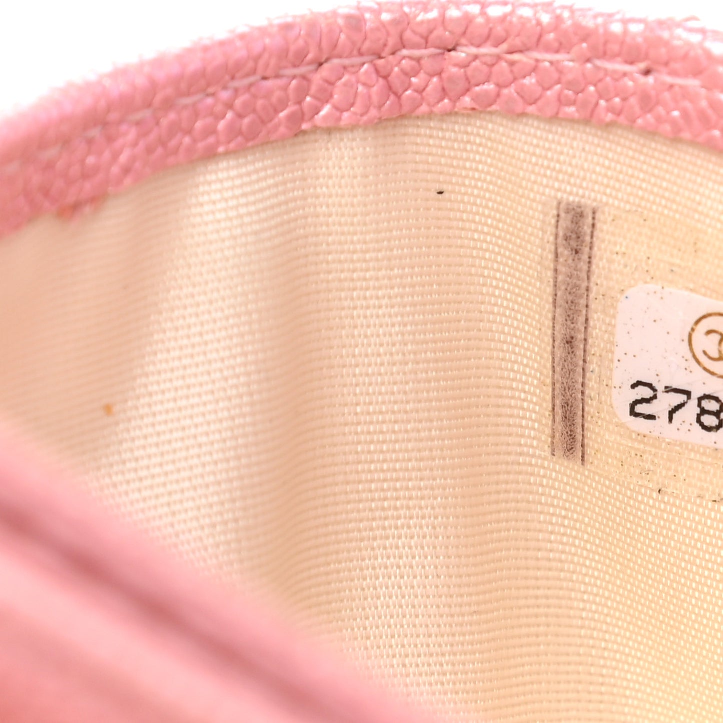 Iridescent Caviar Quilted Card Holder Rose Pink