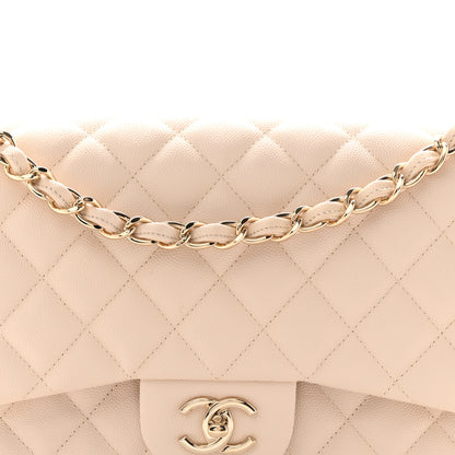 Chanel Caviar Quilted Jumbo Double Flap Light Beige 8 of 10