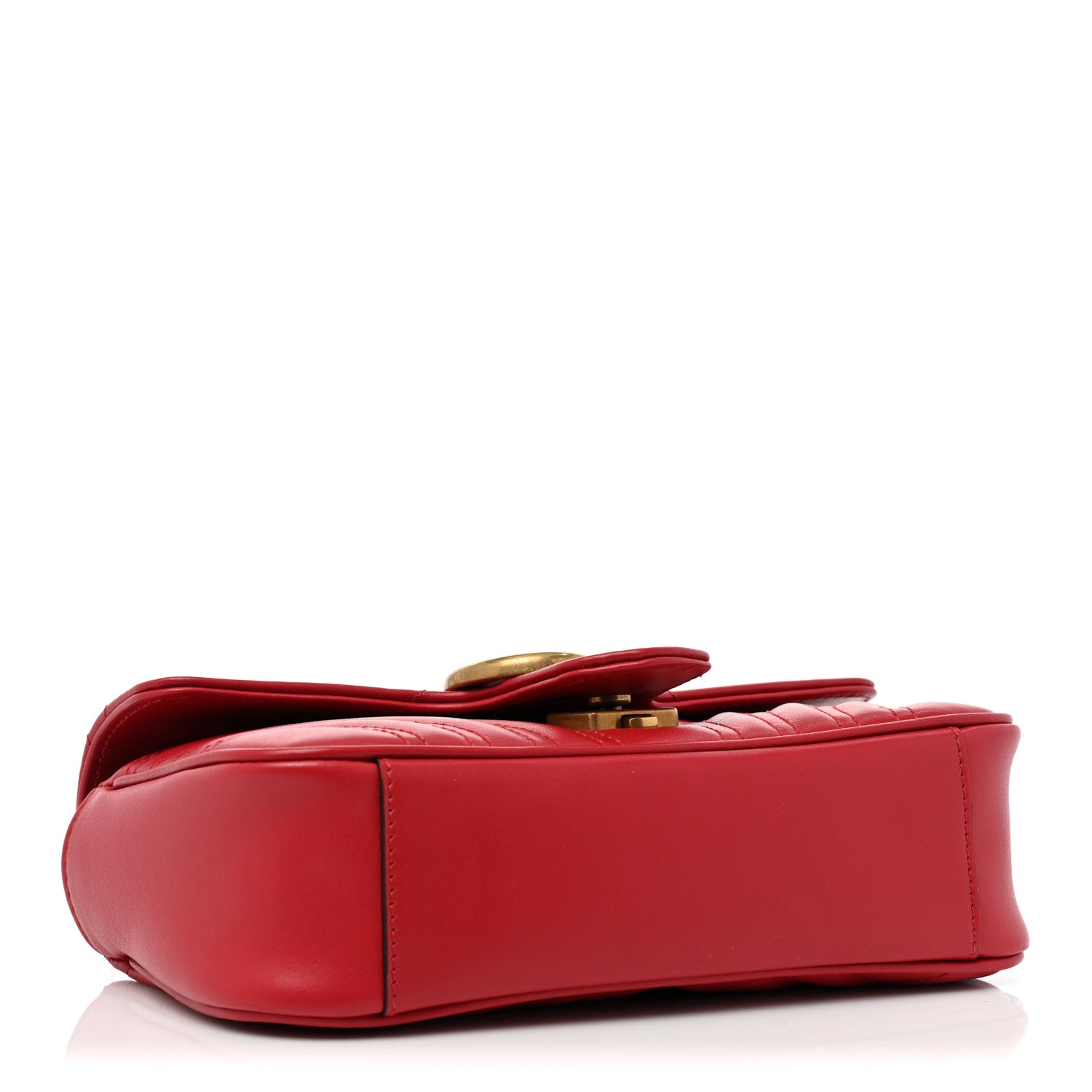 Gucci Calfskin Matelasse Mini GG Marmont Shoulder Bag Hibiscus Red 4 of 11