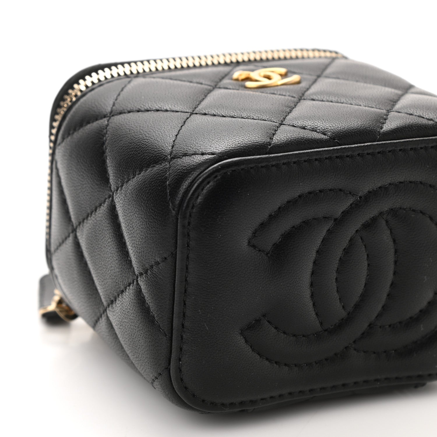 Chanel Lambskin Quilted Mini Pearl Crush Vanity Case With Chain Black 10 of 12