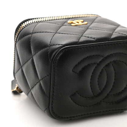 Chanel Lambskin Quilted Mini Pearl Crush Vanity Case With Chain Black 10 of 12