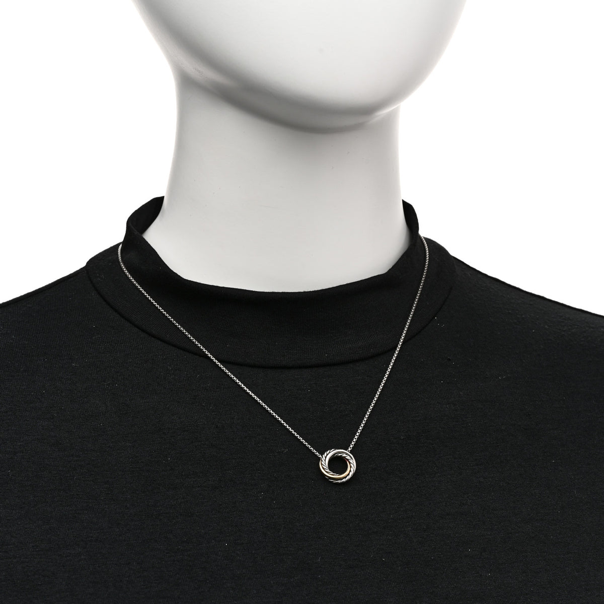 David Yurman Sterling Silver 18K Yellow Gold 14.5mm Crossover Pendant Necklace 2 of 4