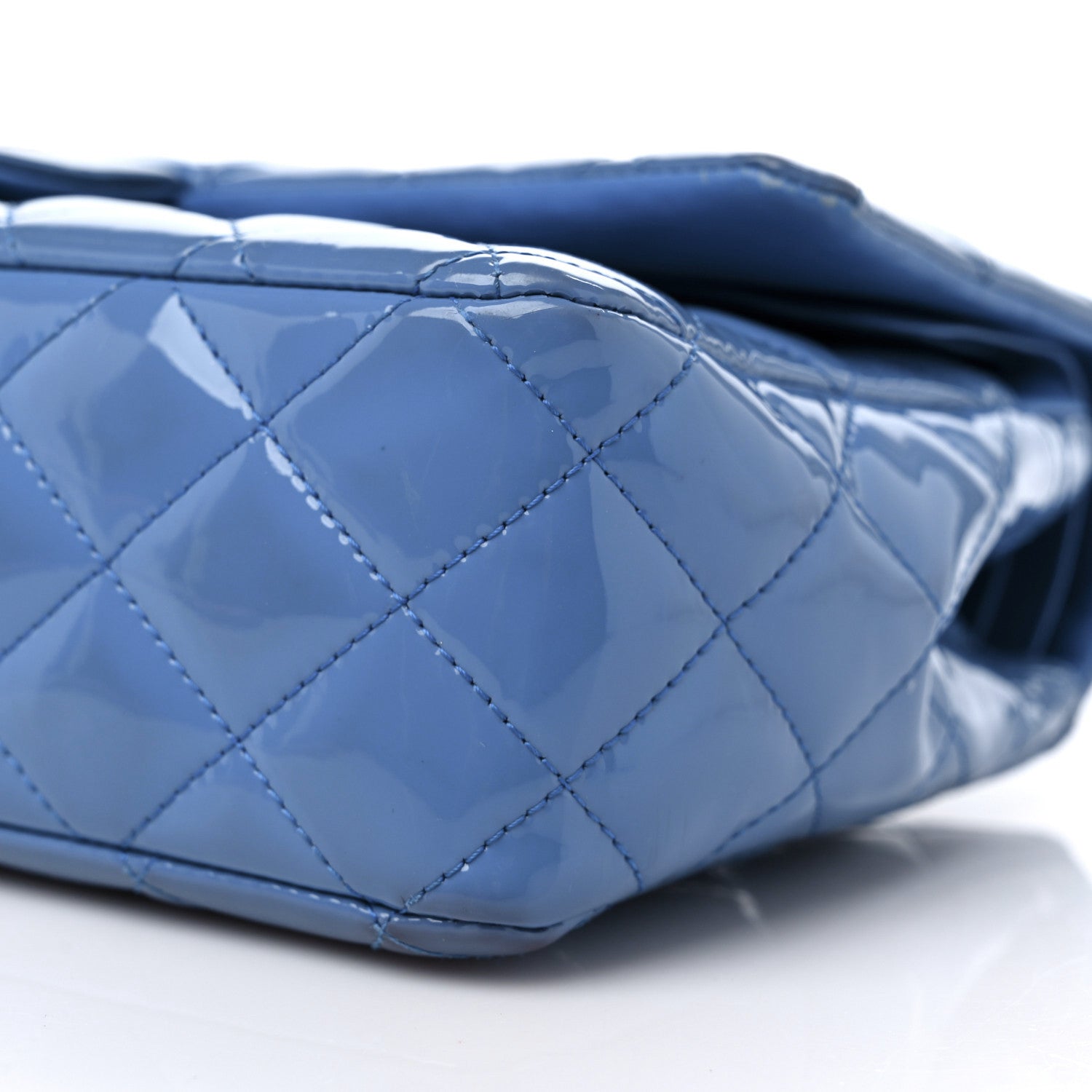 Chanel Patent Quilted Medium Double Flap Blue 8 of 14