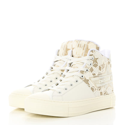 Christian Dior Canvas Embroidered Womens Walk'n' Dior Star High Top Sneakers 36.5 White Gold 5 of 18