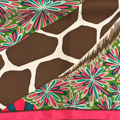 Hermes Silk The Three Graces Zoom Scarf 45 Rose Vif Tabac Vert 4 of 4