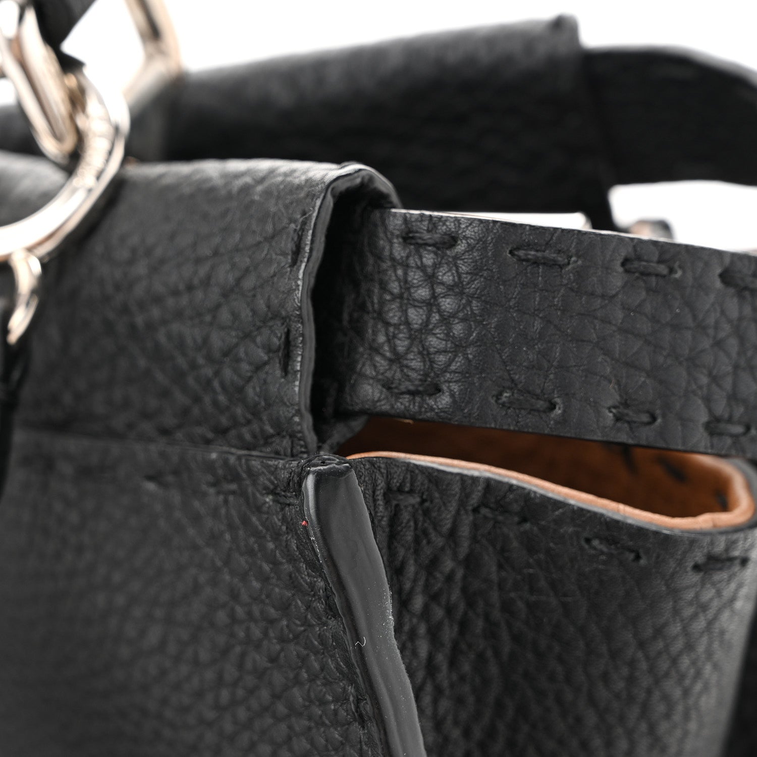 Fendi Cuoio Romano Selleria Bi-Color Large Peekaboo Iconic Satchel Black Mou 12 of 12