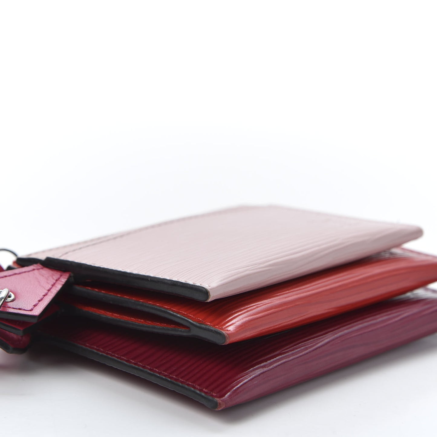 Epi Trio Card Case Wallet Rose Ballerine Rouge Fuchsia