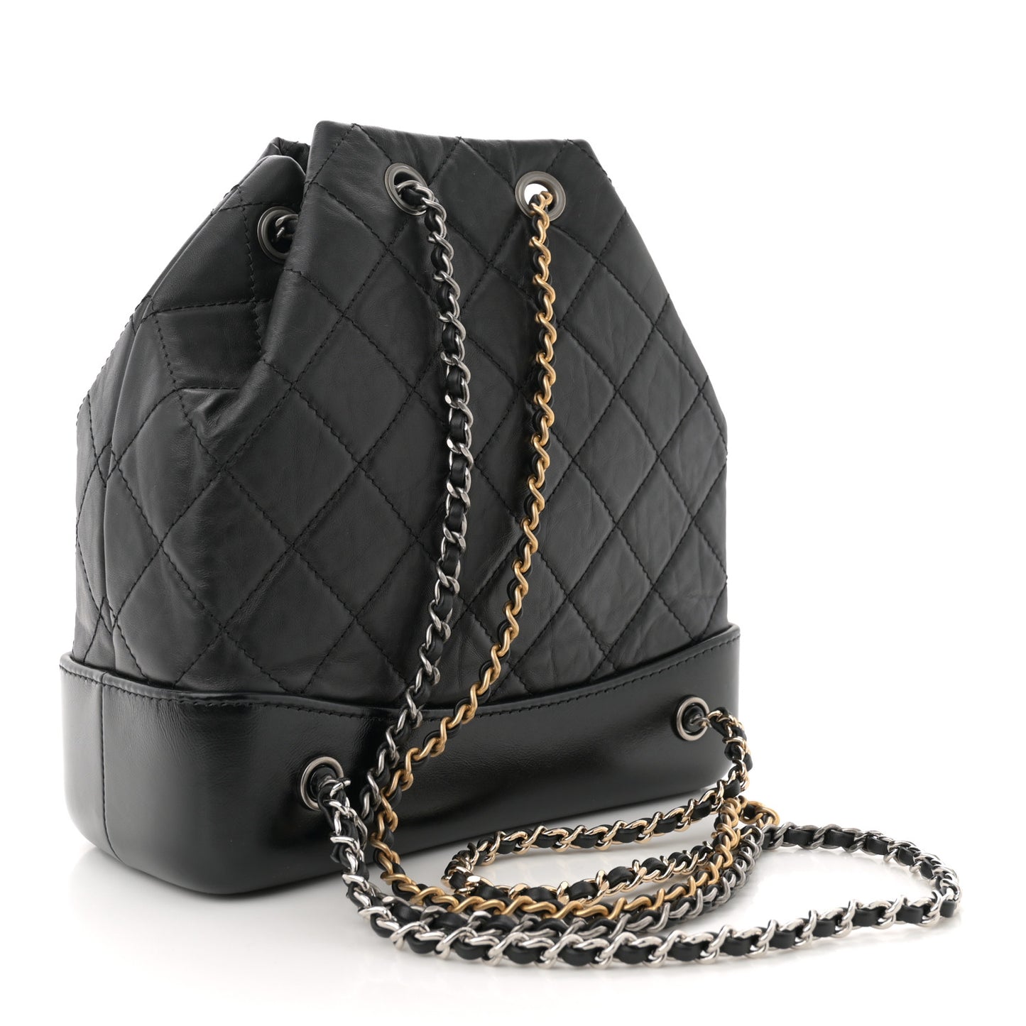 Aged Calfskin Quilted Small Gabrielle Backpack Black