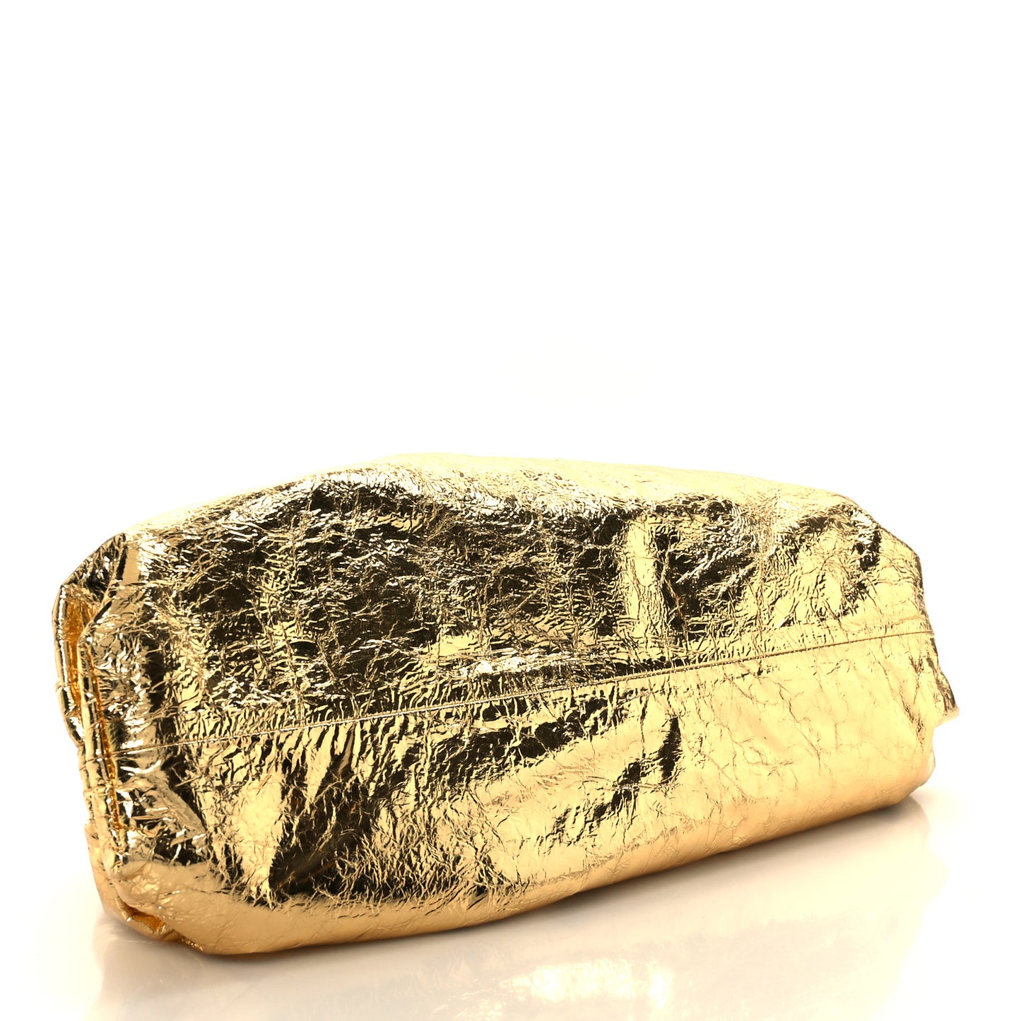 Metallic Crinkled Lambskin The Pouch Oversized Clutch Oro
