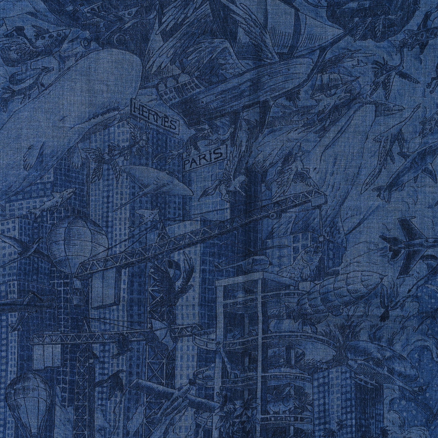 Hermes Cashmere Silk Nothing But A Dreamer Scarf 100 Bleu Chine Indigo Marine 2 of 4