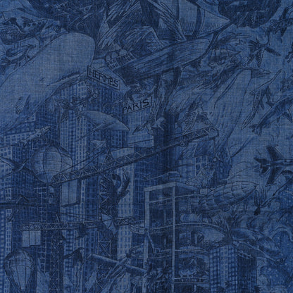 Hermes Cashmere Silk Nothing But A Dreamer Scarf 100 Bleu Chine Indigo Marine 2 of 4