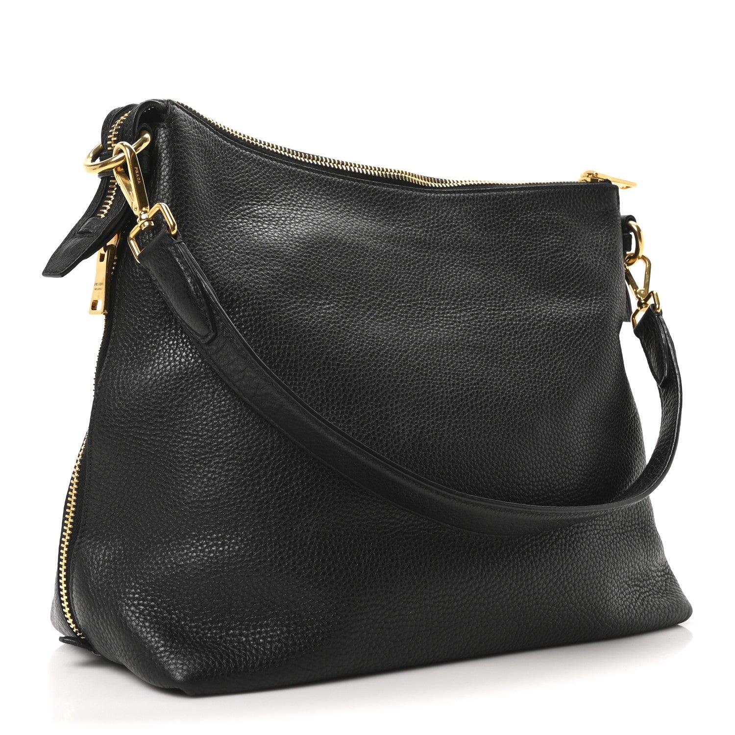 Prada Vitello Daino Side Zip Hobo Black 1797371 – FASHIONPHILE