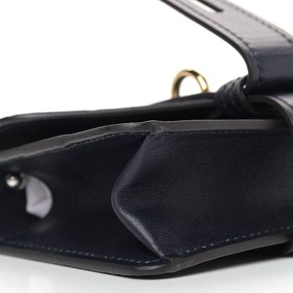 Chloe Calfskin Crocodile Embossed Aby Chain Shoulder Bag Full Blue 4 of 8