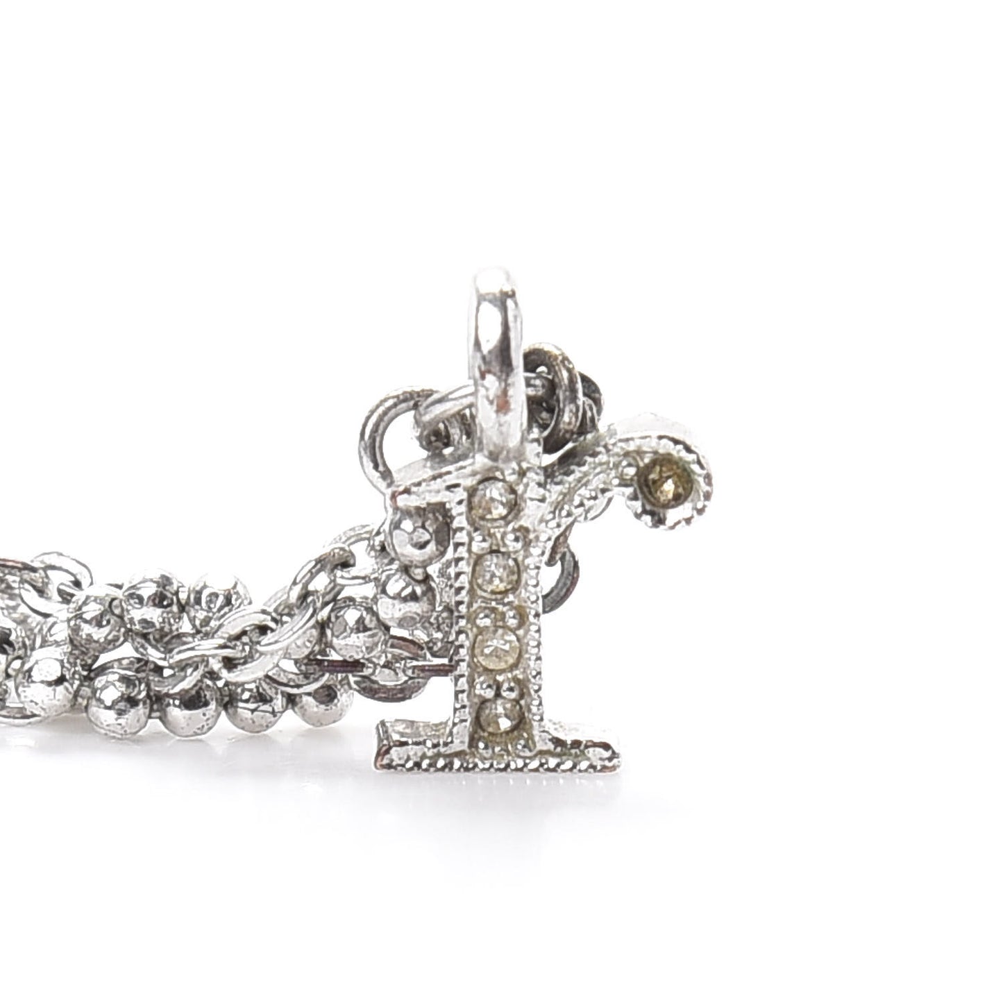 Crystal Logo Charm Bracelet Silver