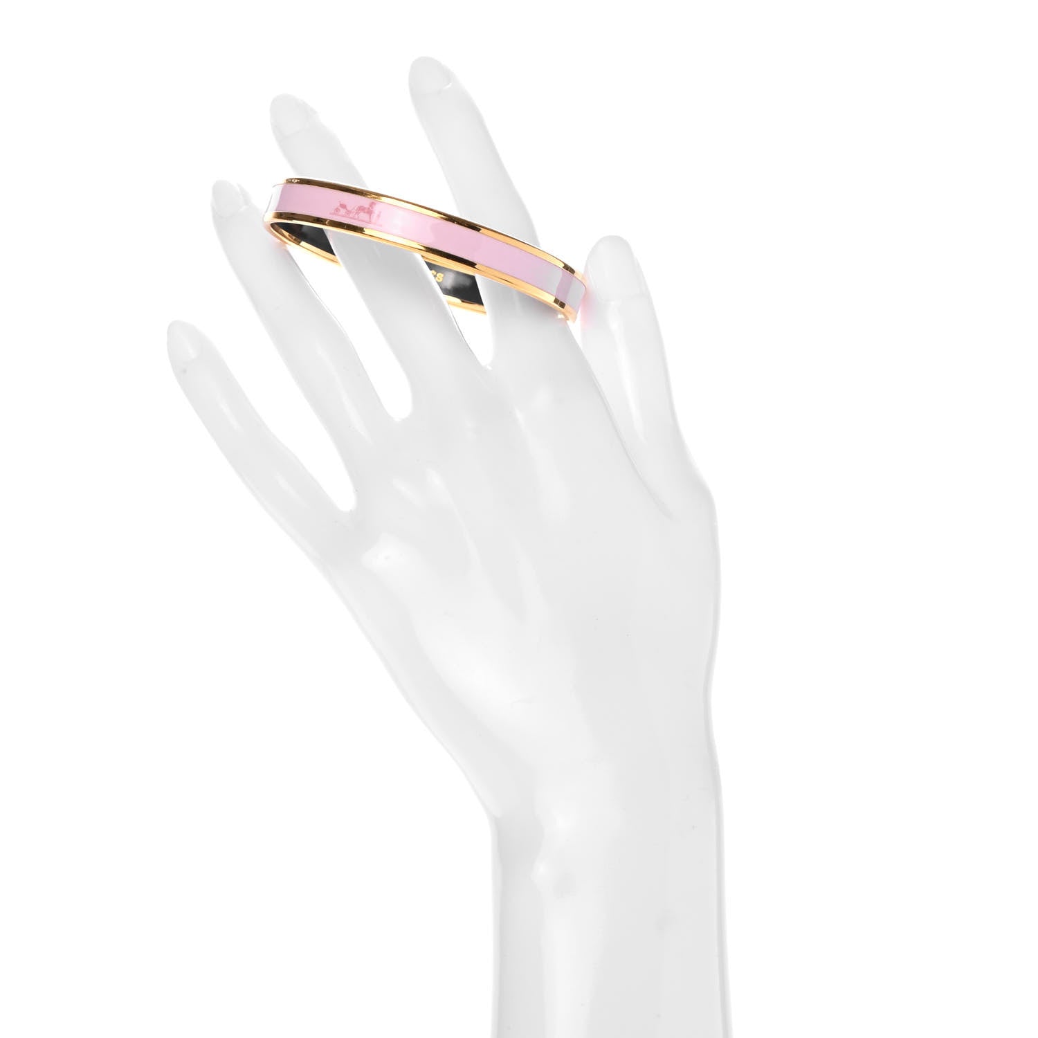 Hermes Enamel Printed Caleche Narrow Bracelet 70 Rose Dragee 2 of 5
