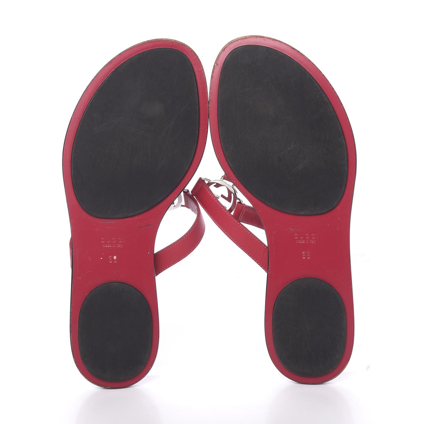 Calfskin GG Thong Sandals 38 Bougainvillea