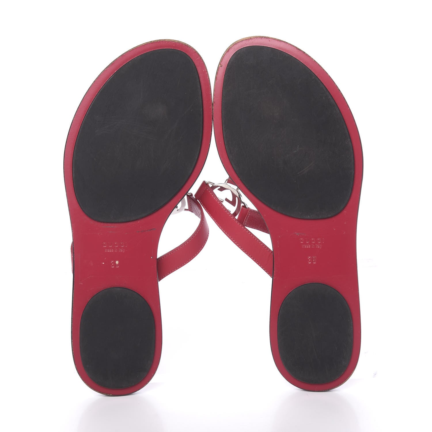 Gucci Calfskin GG Thong Sandals 38 Bougainvillea 5 of 9