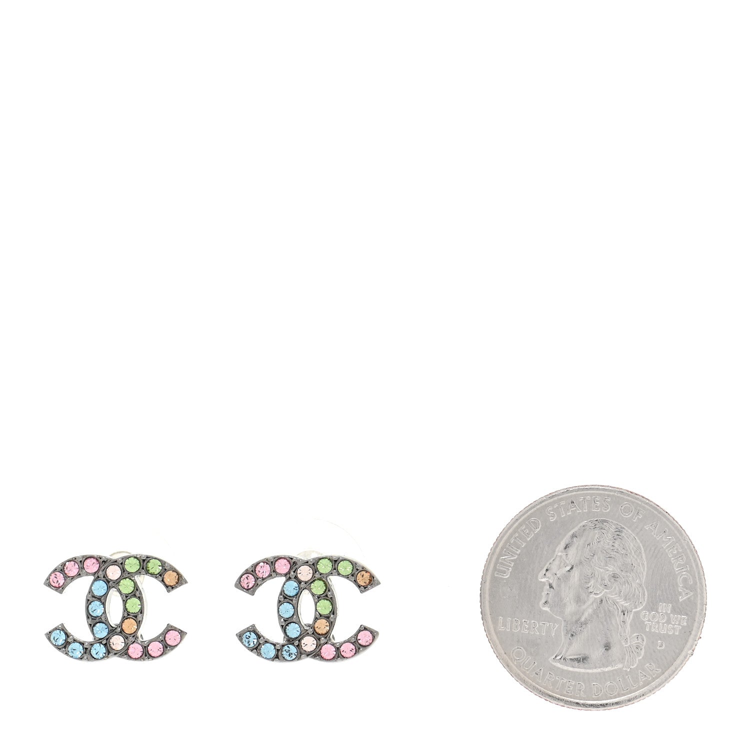 Chanel Ruthenium Crystal CC Earrings Multicolor 2 of 5