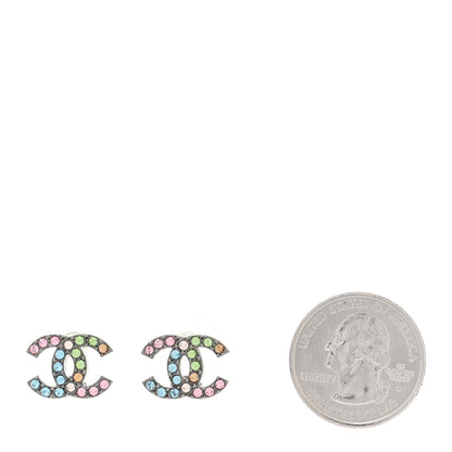 Chanel Ruthenium Crystal CC Earrings Multicolor 2 of 5