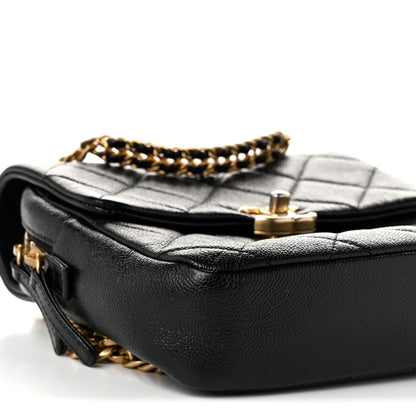 Chanel Shiny Caviar Quilted Chain Melody Backpack Black 9 of 10