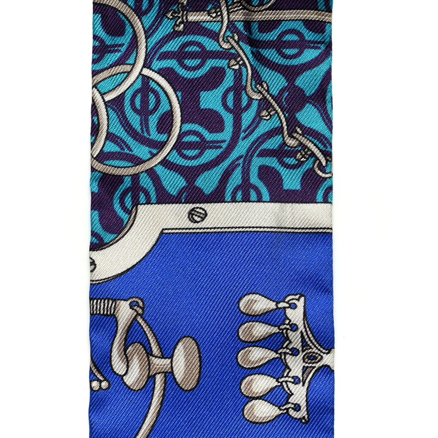 Hermes Silk Mors Et Gourmettes Remix Twilly Bleu Roy Turquoise Prune 5 of 6