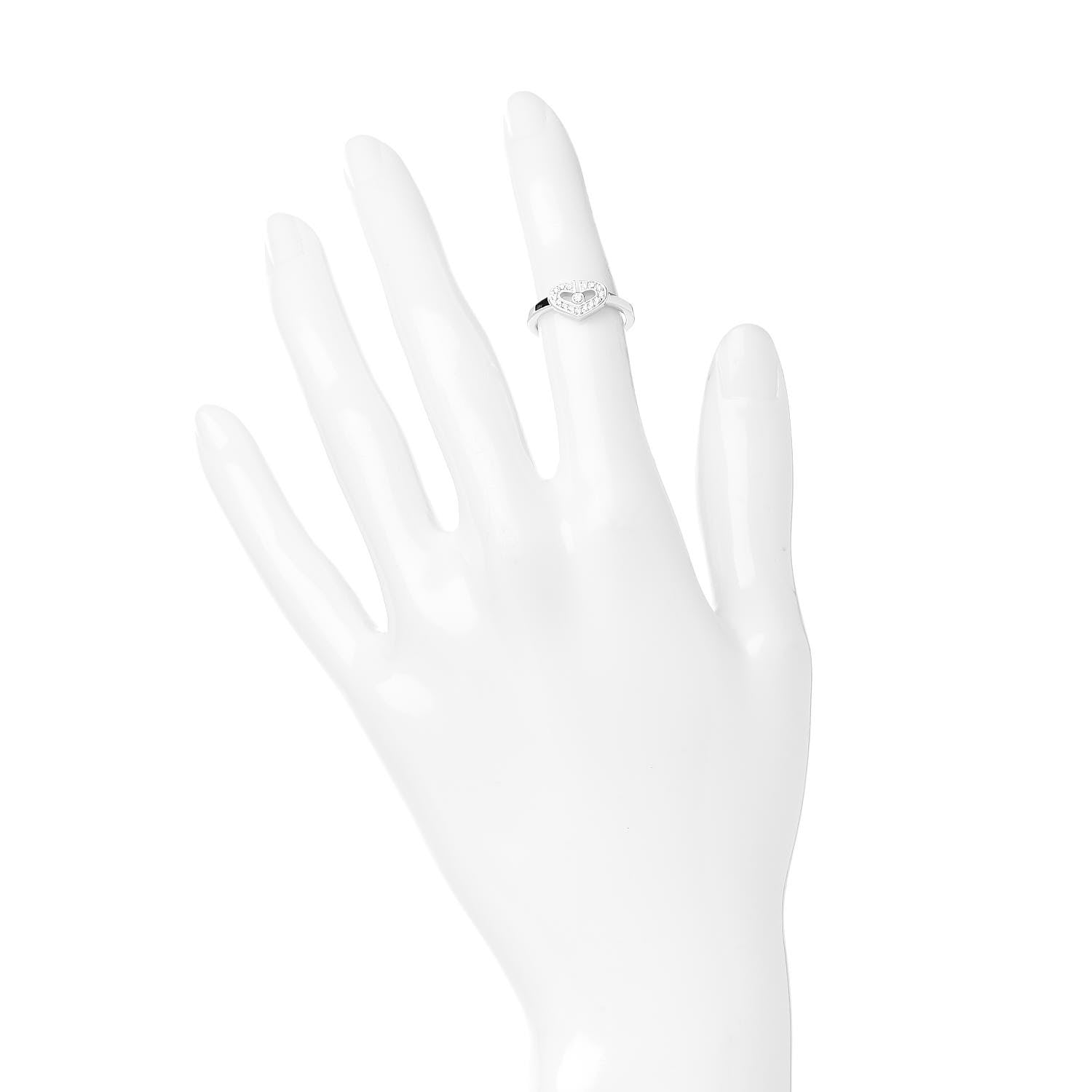 Cartier 18K White Gold Diamond Small Hearts and Symbols Ring 47 4 2 of 5
