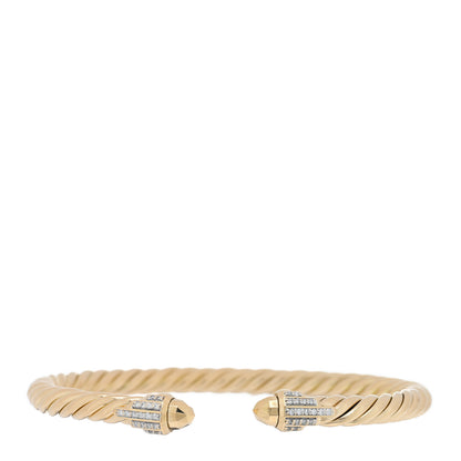 David Yurman 18K Yellow Gold Diamond 5mm Empire Cable Bracelet 1 of 3